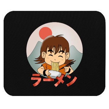 Discover Cute boy eating Japanese ramen Mouse Pads
