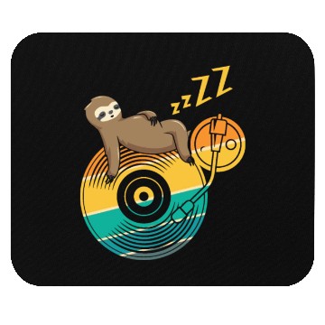 Discover Music Vinyl LP Collection Cute Sleeping Sloth Mouse Pads