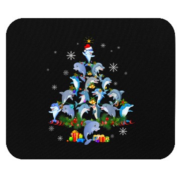 Discover Cute Dolphin Christmas Tree Pet Dolphin Lover Mouse Pads