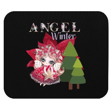Discover Winter Angel Christmas Tree Poinsettia Mouse Pads