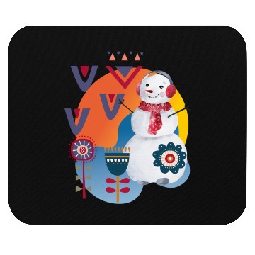 Discover Winter Cute Snowman Headphones Scandi Mouse Pads