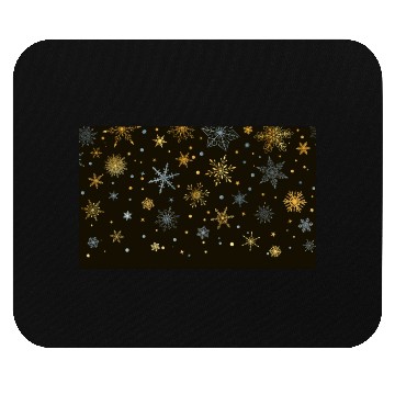 Discover Elegant Snowflakes Black Gold Silver Mouse Pads
