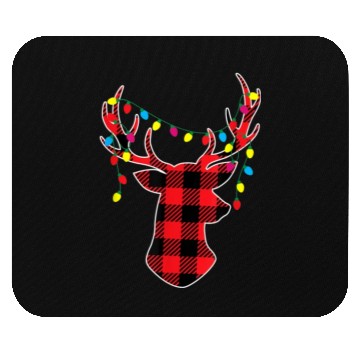Discover Red Black Christmas Buffalo Plaid Deer Mouse Pads