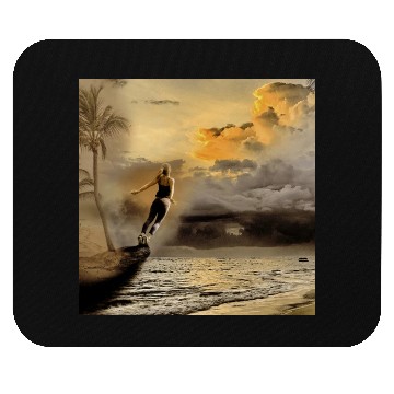 Discover dark blue ocean waves storm fantasy Mouse Pads