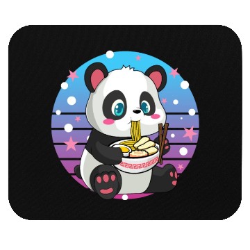 Discover Cute Panda Eating Ramen Mouse Pads