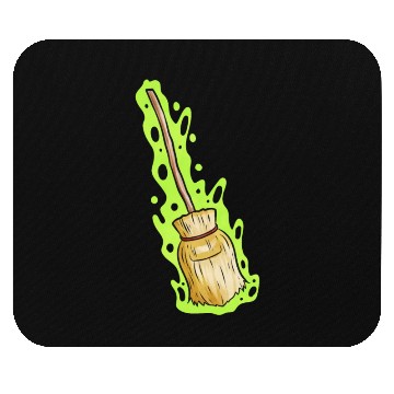 Discover Magic Witch Broom With Green Shimmer Halloween Mouse Pads