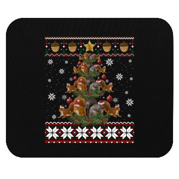 Discover Cute Squirrel Christmas Tree Gift Decor Ugly Xmas Mouse Pads