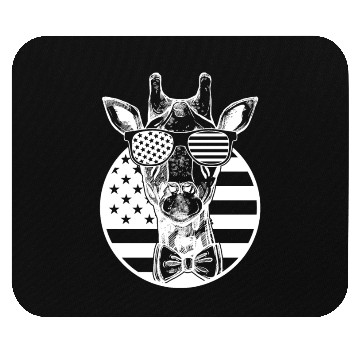 Discover Funny Giraffe American Flag Giraffe US Flag Mouse Pads