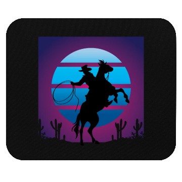 Discover Synthwave Cowboy Rancher Gift Mouse Pads