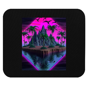 Discover Vaporwave Aesthetic Tropic Island With Palms And Mouse Pads