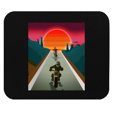 Discover Dirt Bike Rider Sunset Mountain Road Mouse Pads