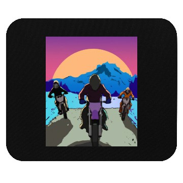 Discover Dirt Bike Rider Sunset Mountain Road Mouse Pads