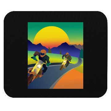 Discover Dirt Bike Rider Sunset Mountain Road Mouse Pads