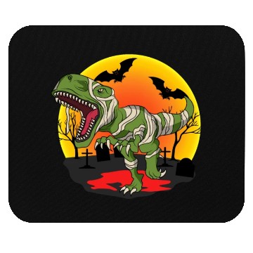 Discover Mummy T-Rex Dinosaur Trick Or Treat Halloween Mouse Pads