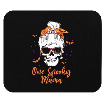 Discover One Spooky Mama Skull Pumpkin Halloween Mouse Pads