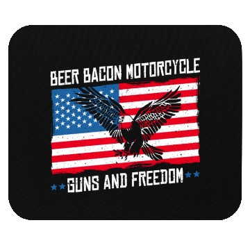 Discover Beer Bacon Motorcycle Guns And Freedom US Flag Mouse Pads