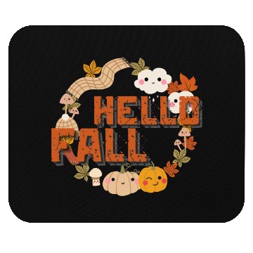 Discover Hello Fall Cute Nature Autumn leaves Pumpkins Mouse Pads