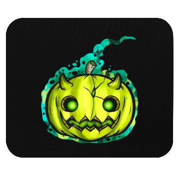 Discover Green Pumpkin Spirit With Horns Halloween Mouse Pads