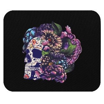 Discover Halloween Sugar Skull And Flowers Mouse Pads