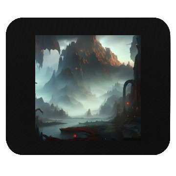 Discover Misty Mountains in a Fantasy Scene Mouse Pads