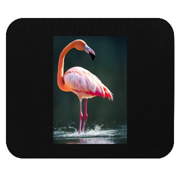Discover Flamingo in a lake with water splashes Mouse Pads