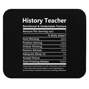 Discover History Teacher Mouse Pads - Nutritional And Undeniab