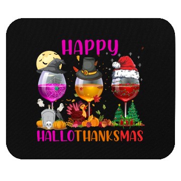 Discover Happy Hallothanksmas Wine Lover Halloween Thankful Mouse Pads