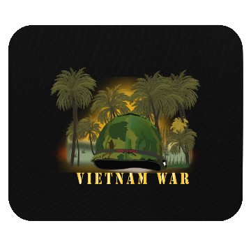 Discover Vietnam Era Helmet Cover - Band - Front - War is H Mouse Pads
