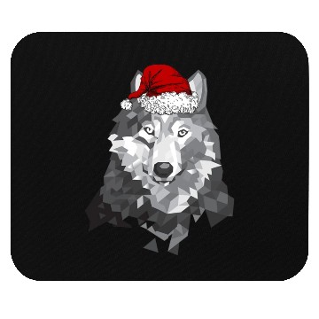 Discover Grey Wolf Christmas Santa Hat Wolves Lover Wolfmas Mouse Pads