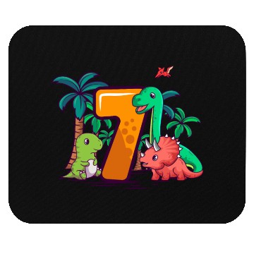 Discover 7th Birthday Trex Triceratops Dinosaur 7 Year Mouse Pads
