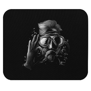 Discover Realistic diver underwater sea diving in ocean Mouse Pads