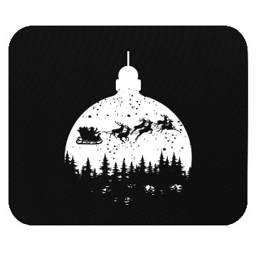 Discover Santa riding over christmas tree ball with deer Mouse Pads