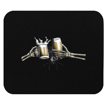 Discover Funny Hallowen Hands Skeleton Drinking Beer Mouse Pads