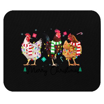 Discover Merry Christmas Funny Chicken With Christmas Light Mouse Pads