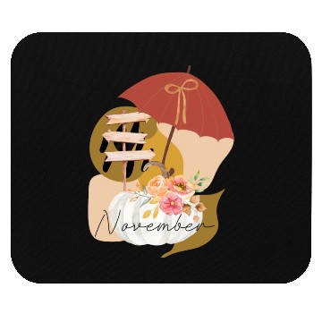 Discover Fall November white pumpkin abstract Mouse Pads