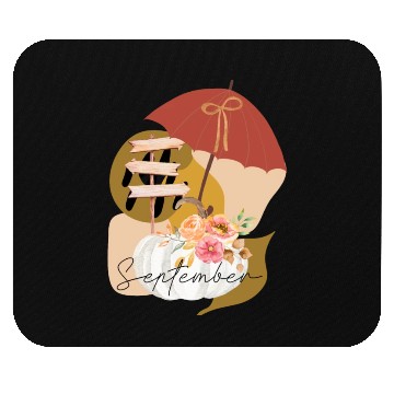 Discover Fall September white pumpkin abstract Mouse Pads