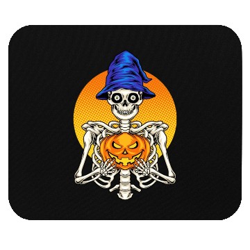 Discover Skeleton Wizard With Scary Pumpkin - Halloween Mouse Pads