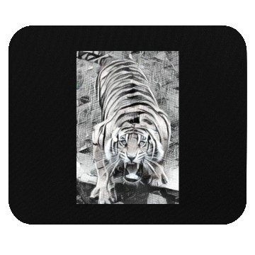 Discover Tiger Draw BW Looking Up Mouse Pads