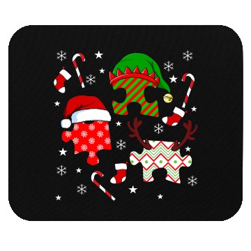 Discover Autism Christmas Hat Puzzle Pieces Candy Cane Mouse Pads