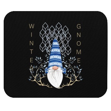Discover Winter Gnomes Geometric Blue Leafs Mouse Pads