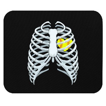Discover Funny Softbal Heart Skeleton Rib Cage Halloween Mouse Pads