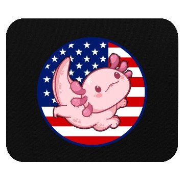 Discover Axolotl American Flag Kawaii Axolotl US Flag Axolo Mouse Pads