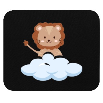 Discover Baby lion flying in the clouds. Mouse Pads