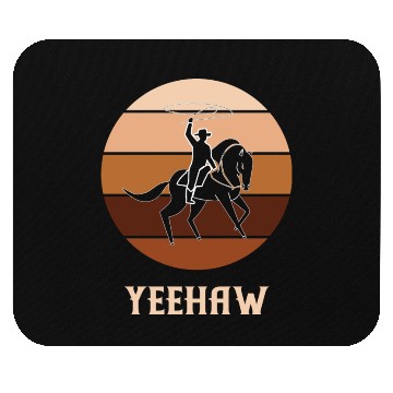 Discover Yeehaw Cowboy Western Desert Cowgirl Horseback Mouse Pads