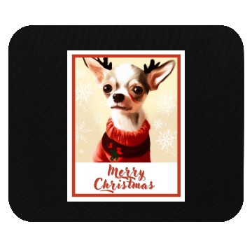 Discover Christmas portrait of a little chihuahua dog. Mouse Pads
