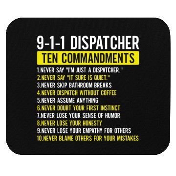 Discover 911 Dispatcher Ten Commandments Gold Line Operator Mouse Pads