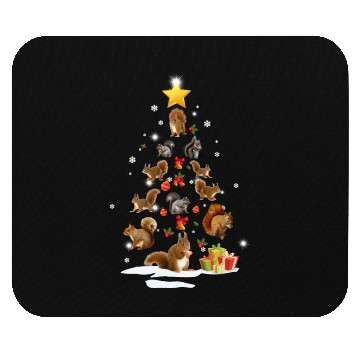 Discover Squirrel Christmas Tree Squirrel Xmas Funny Gift Mouse Pads