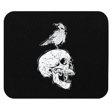Discover Crow on a Bone Head Raven Bird Mouse Pads