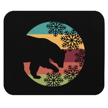 Discover Retro Christmas Bear and Snowflakes for Bear lover Mouse Pads