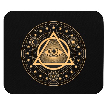 Discover Rune Alchemy Circle with All Seeing Witchcraft Eye Mouse Pads